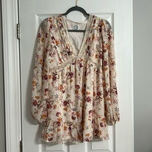 Long sleeve floral dress fall colors, size medium